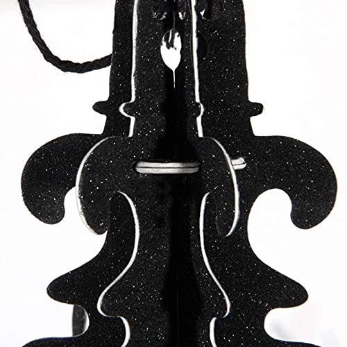 ANCLLO Glitter Paper 3D Skeleton Chandelier Halloween Hanging Decorations Ornaments Season Festive Party Decor Black