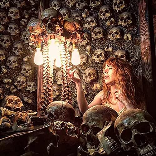 Zhuidream Skull Skeleton Lamp - The Carnival of Skeletons, Halloween 3D LED Lamp, Handmade Exquisite Horror Gothic Table with and Spine Design Party Ornament (1 lamp)