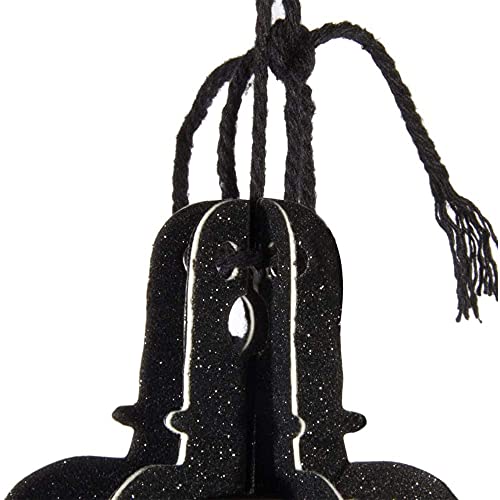 ANCLLO Glitter Paper 3D Skeleton Chandelier Halloween Hanging Decorations Ornaments Season Festive Party Decor Black