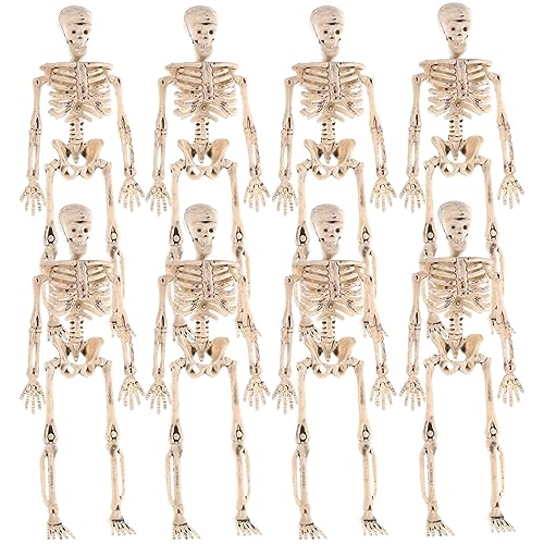NUOBESTY 8pcs Plastic Skeletons Full Body Skeletons Halloween Skeletons Decorations Haunted House Prop Light Brown