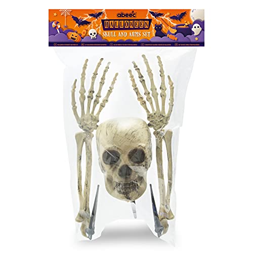 abeec Halloween Skull and Skeleton Arms Set – Halloween Decorations - Halloween Decorations Skeleton - Halloween Decorations Outdoor - Halloween Skull Decorations