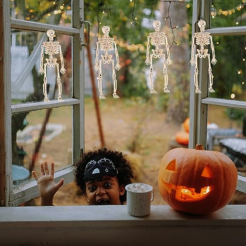 NUOBESTY 8pcs Plastic Skeletons Full Body Skeletons Halloween Skeletons Decorations Haunted House Prop Light Brown