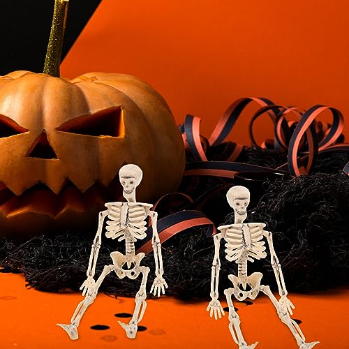 NUOBESTY 8pcs Plastic Skeletons Full Body Skeletons Halloween Skeletons Decorations Haunted House Prop Light Brown