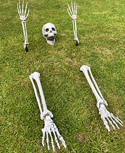 Halloween Skeleton Decorations - Halloween Groundbreaker Plastic Skeleton Plastic Skull Halloween Bones - Skeleton Halloween Decorations Outdoor Skeleton Garden Decorations Graveyard Decorations