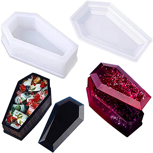 YingBiao Vampire Coffin Resin Mould Storage Box with Cover Silicone Moulds Casting Epoxy Clay Craft Molds Crystal Jewelry Making Mold for DIY Craft Halloween Party Xmas Decoration