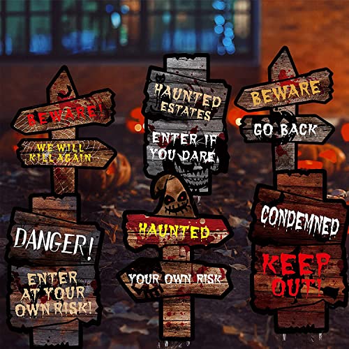 YUET 6Pcs Halloween Corrugate Yard Stake Signs Decoration for Outdoor, Spooky Halloween Tombstone Yard Signs Prop with Stakes - Lawn, Sidewalk, Garden, Porch, Yard Halloween Decoration