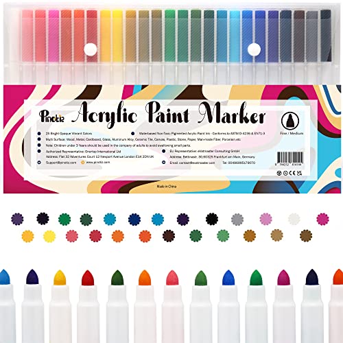 Paint Pens Markers Glass Acrylic Paint Pens for Rock Painting Stone Wood Ceramic Fabric, Canvas Colouring Craft Set of 25 for Christmas Easter Egg DIY Art Supplies