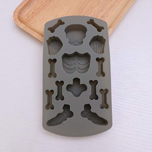 Amosfun Halloween Skeleton Bone Mold Ice Tray Mold Cookie Candy Chocolate Mold Silicone Baking Mold for Home Bakery Store
