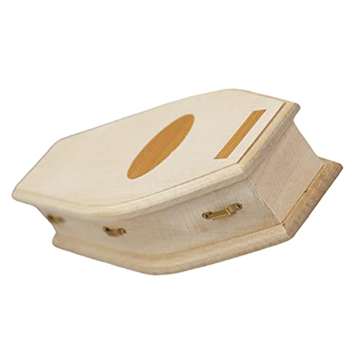 EXCEART Miniature Wooden Coffin Small Halloween Coffin Box for Halloween Crafts Diy Keepsake Casket Dollhouse Accessories