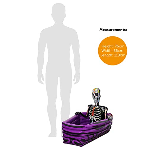 Halloween Inflatable Drinks Cooler - Coffin Shaped Inflatable Cooler with Day of the Dead Skeleton - Day of the Dead Festival Halloween Party Decoration - Pack of 1
