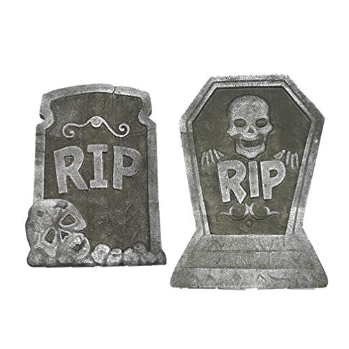 Amosfun 2Pcs Halloween Foam Tombstone Party Horror Gravestone Garden Yard Haunted House Tombstones Deocration