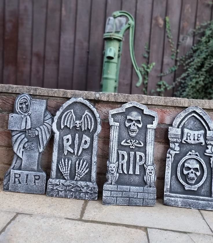 4x Halloween Foam Tombstone Realistic RIP Headstone Grave Yard Gravestones Props Graveyard Scene Setter