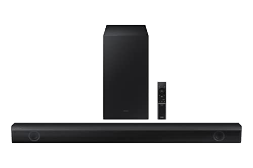 SAMSUNG HW-B550/ZA 2.1ch Soundbar w/Dolby Audio, DTS Virtual:X, Bass Boosted, Subwoofer Included, Adaptive Sound Lite, Bluetooth Multi Device Connection, Wireless Surround Sound Compatible, 2022,Black