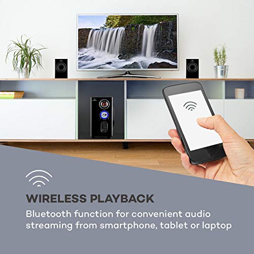 AUNA Concept - 5.1 Surround Sound System, OneSide Subwoofer, Home Cinema Sound System, Balanced Sound Concept, Speaker System with Bluetooth, USB Port, SD Slot, Remote Control, Concept 520, Black