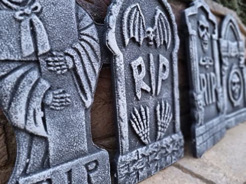 4x Halloween Foam Tombstone Realistic RIP Headstone Grave Yard Gravestones Props Graveyard Scene Setter
