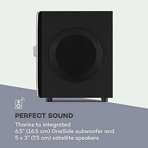 AUNA Concept - 5.1 Surround Sound System, OneSide Subwoofer, Home Cinema Sound System, Balanced Sound Concept, Speaker System with Bluetooth, USB Port, SD Slot, Remote Control, Concept 520, Black