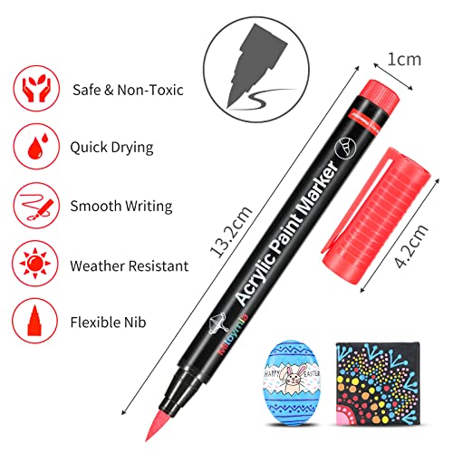 Mitoymia Paint Pens Markers - Porcelain Painting Kit for Rocks Painting Ceramic Tiles Wood Crafts Supplies, Ideal for Easter Egg Halloween Pumpkin Christmas Decorations (12 Pack)