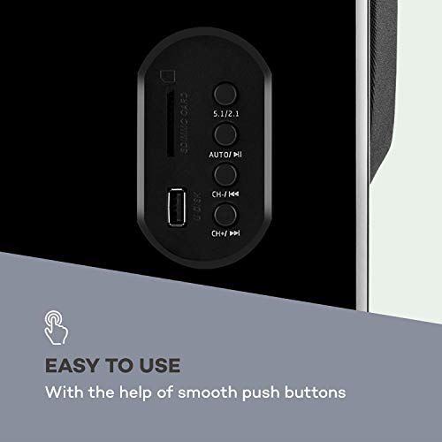 AUNA Concept - 5.1 Surround Sound System, OneSide Subwoofer, Home Cinema Sound System, Balanced Sound Concept, Speaker System with Bluetooth, USB Port, SD Slot, Remote Control, Concept 520, Black