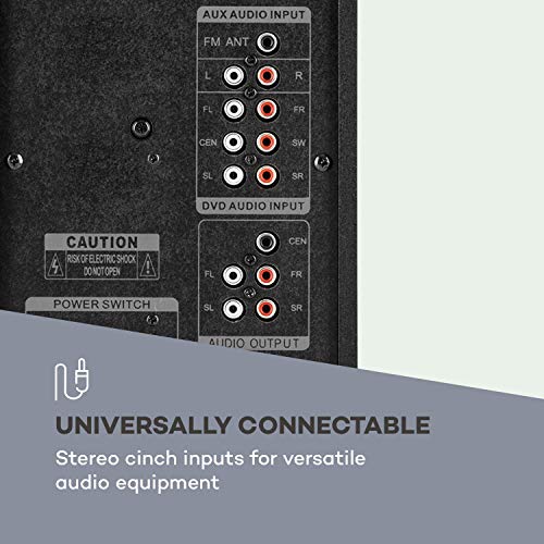 AUNA Concept - 5.1 Surround Sound System, OneSide Subwoofer, Home Cinema Sound System, Balanced Sound Concept, Speaker System with Bluetooth, USB Port, SD Slot, Remote Control, Concept 520, Black