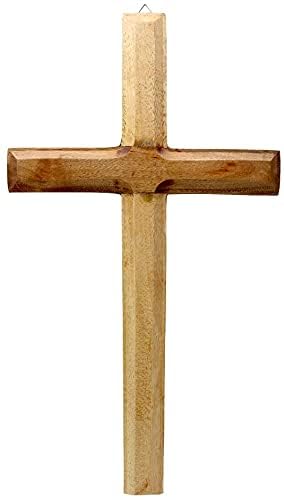 Belexy Wood Cross with Hook, Handmade Brown Wooden Wall Cross, Church Hanging Holy Wood Cross - Handmade Premium Quality by Skilled Artisans- 15 inch