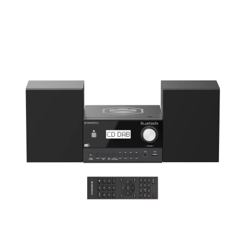 Majority Oakcastle HIFI200 CD player with Bluetooth and DAB+ radio | Built-in 60 Watt 2.0 Speakers, Compact Hifi Stereo System | AUX, MP3, Custom EQ, Remote Control, USB