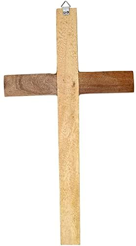 Belexy Wood Cross with Hook, Handmade Brown Wooden Wall Cross, Church Hanging Holy Wood Cross - Handmade Premium Quality by Skilled Artisans- 15 inch