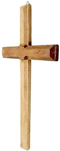 Belexy Wood Cross with Hook, Handmade Brown Wooden Wall Cross, Church Hanging Holy Wood Cross - Handmade Premium Quality by Skilled Artisans- 15 inch