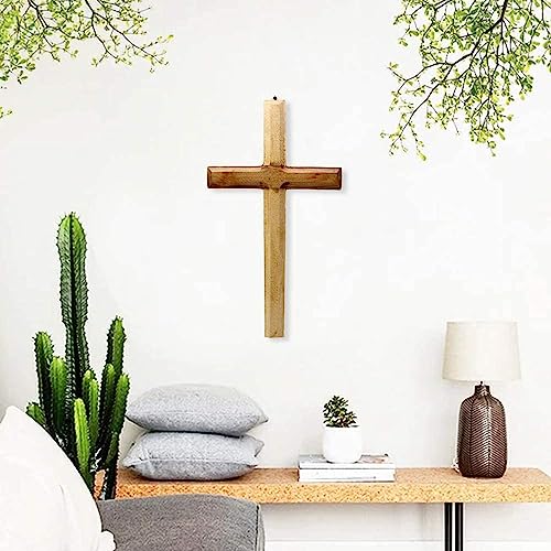 Belexy Wood Cross with Hook, Handmade Brown Wooden Wall Cross, Church Hanging Holy Wood Cross - Handmade Premium Quality by Skilled Artisans- 15 inch