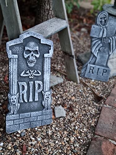 Set of 4 Tombstones Travestone - Grave Headstones Rip Halloween Party Polystyrene Decorations Prop Graveyard