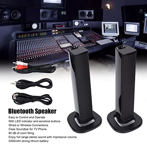 Zunate Home Theater Floor Standing Speaker, BS‑36 Wireless Wired Bluetooth TV Soundbar Separable Floor Standing Bluetooth Tower Speaker,With LED Indicator,Rechargeable,for TV Computer