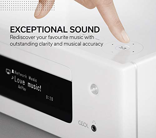 Denon CEOL-N10 Mini HiFi System with CD Player, Sound System for TV, Bluetooth, 2x Optical Input, Google Assistant / Siri / Alexa Compatible, Music Streaming, HEOS Multiroom - Grey, Ceol N-10GYE2GB