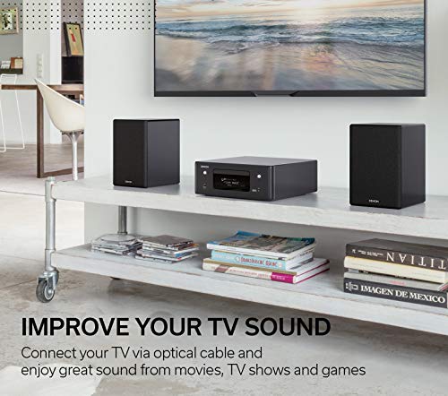 Denon CEOL-N10 Mini HiFi System with CD Player, Sound System for TV, Bluetooth, 2x Optical Input, Google Assistant / Siri / Alexa Compatible, Music Streaming, HEOS Multiroom - Grey, Ceol N-10GYE2GB