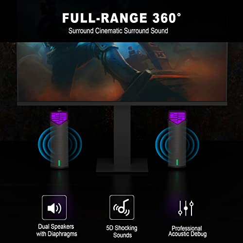Smalody PC Speaker, 2 in 1 Detachable Computer Speaker Stereo Bluetooth Speakers Dynamic Cool RGB LED Design Compatible with Desktop/Laptop/Smartphone/Projector