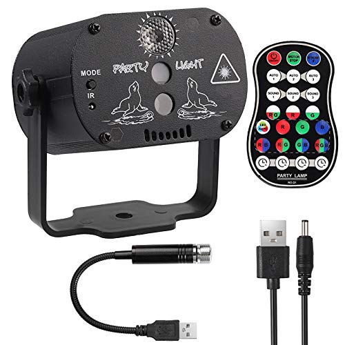 PROZOR LED Party Lights DJ Disco Lights 60 Patterns RGB Stage Effect Projector Lights with Remote Stage Lights Strobe Lights for Birthday Parties Wedding KTV Halloween Decorations Light