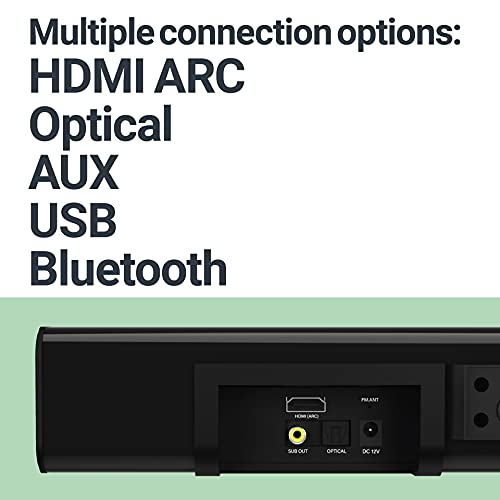 MAJORITY K2 Sound Bar with Subwoofer | 150W Powerful Stereo 2.1 Channel Sound Bar for TV | Home Theatre 3D Surround Sound I HDMI ARC, Bluetooth, Optical & RCA Connection I USB & AUX Playback | Black