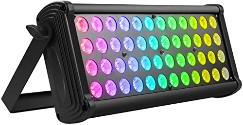 RGB Light Bar LED Wall Washer DMX512 Flood Light 80W Equivalent, Adjustable Stage Floodlight 48 LEDs Spotlight for DJ Disco Party Halloween Christmas Festival