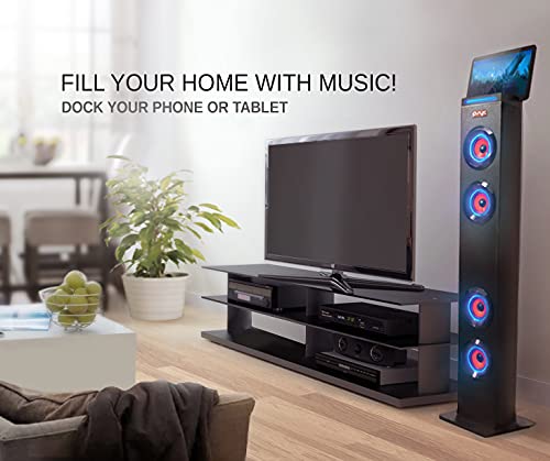 Sumvision PYSC Wireless Bluetooth LED Tower Speaker Torre XL Bluetooth Tower Speakers Stand for PC phone Iphone Ipad Samsung Galaxy with built in radio