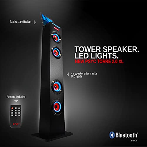 Sumvision PYSC Wireless Bluetooth LED Tower Speaker Torre XL Bluetooth Tower Speakers Stand for PC phone Iphone Ipad Samsung Galaxy with built in radio