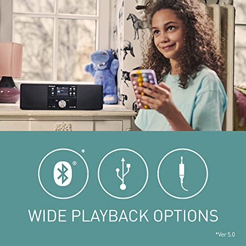 Panasonic SC-DM202EG-K Compact Micro Hi-Fi Stereo System with CD, DAB+/FM Radio, USB and Bluetooth, 24W Speakers, Remote Control, 2.4" TFT LCD Display, EQ Settings, Black.