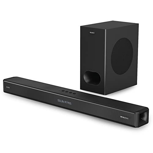 MAJORITY Sierra 2.1.2 Dolby Atmos Soundbar | Wireless Subwoofer I 400W Powerful Surround Sound | Home Theatre 3D Audio with Up-Firing Atmos Speakers | HDMI ARC, HDMI, Bluetooth, USB & AUX Playback