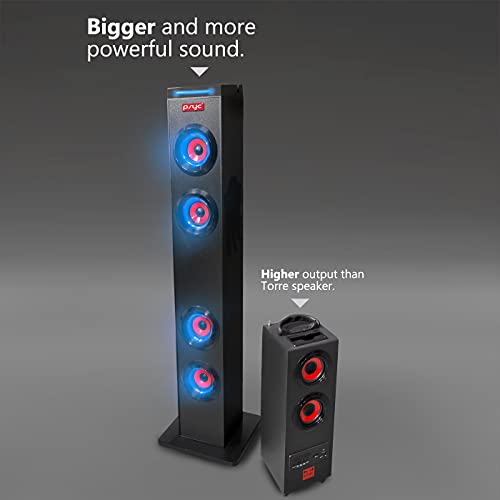 Sumvision PYSC Wireless Bluetooth LED Tower Speaker Torre XL Bluetooth Tower Speakers Stand for PC phone Iphone Ipad Samsung Galaxy with built in radio