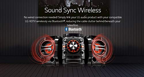 LG Mini HiFi System CM4360 (SGBRLLK) - Multi Bluetooth Wireless Powerful 230W RMS with CD /FM RDS / USB / Sound Sync for TV/ Auto DJ - Remote