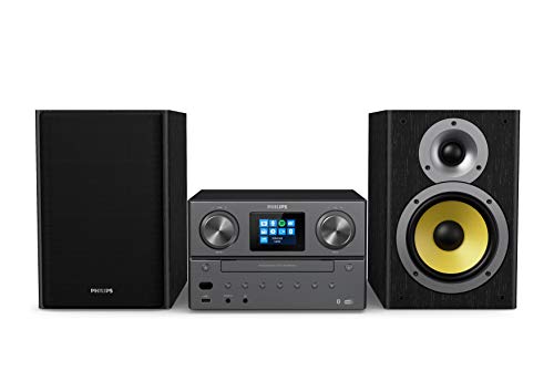PHILIPS M8905/10 Micro Music System with Bluetooth and DAB+/FM Internet Radio (USB, Spotify Connect, CD, MP3-CD, 100 W, Bass-Reflex Loudspeakers, Digital Sound Control) - 2020/2021 Model, Black, 100 W