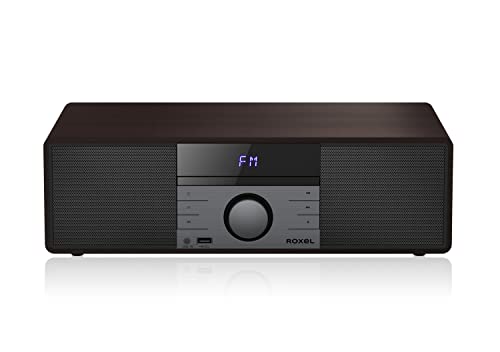 ROXEL RCD 400 All In One Compact CD Player HI-FI System DAB/DAB+ Radio, CD/MP3 Player/USB PLAYBACK with Speakers, Bluetooth, FM & Digital Radio and White Led Display & Stylish Wooden Contour