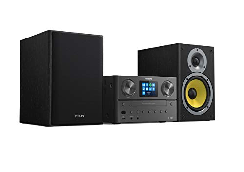 PHILIPS M8905/10 Micro Music System with Bluetooth and DAB+/FM Internet Radio (USB, Spotify Connect, CD, MP3-CD, 100 W, Bass-Reflex Loudspeakers, Digital Sound Control) - 2020/2021 Model, Black, 100 W
