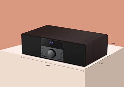 ROXEL RCD 400 All In One Compact CD Player HI-FI System DAB/DAB+ Radio, CD/MP3 Player/USB PLAYBACK with Speakers, Bluetooth, FM & Digital Radio and White Led Display & Stylish Wooden Contour