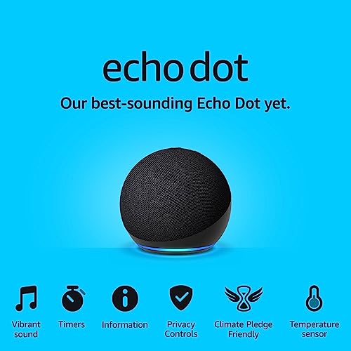 Echo Dot (5th generation, 2022 release) | Big vibrant sound Wi-Fi and Bluetooth smart speaker with Alexa | Charcoal