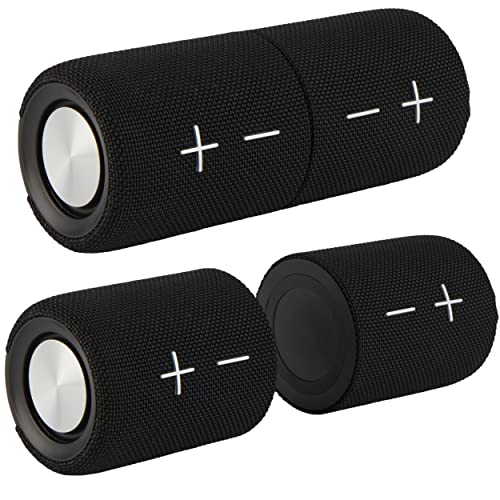 INTEMPO EE7452BLKSTKEU7 Set of 2 TWS Wireless Speakers - Bluetooth Speakers with Magnetic Design, Wireless Range up to 25m, Built-In Rechargeable Battery, Up to 6 Hours Play Time, Fabric Finish