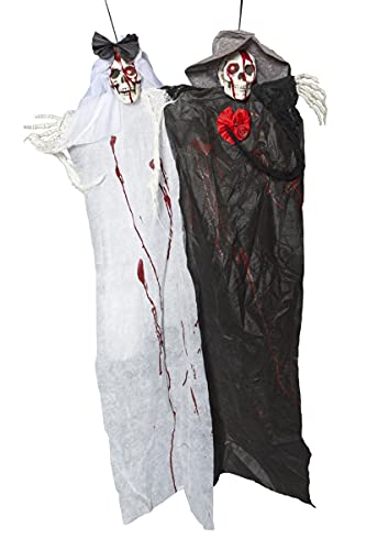 SHATCHI SHATCHI-928 Halloween Skeleton Animated Sensor Motion Light Up LED Eyes Pair Black White Ghost Flying Scary Party Hanging Decorations Props, Multi