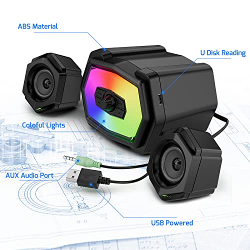 SWTOIPIG 2.1 Subwoofer Speaker System with 20W of Power – Strong Bass, HiFi Stereo Bluetooth 5.0 & 3.5mm Aux-in Connection, Great for Music, Movies, Gaming, and Multimedia Computer Laptops